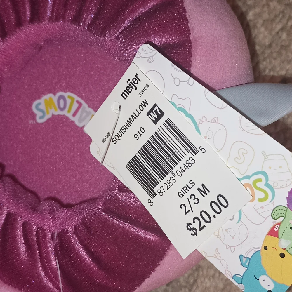 Kids Squishmallows Raccoon Pink‎ Slippers Girls 2/3 M
